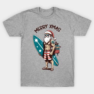 Surfer Santa Claus, Christmas T-Shirt